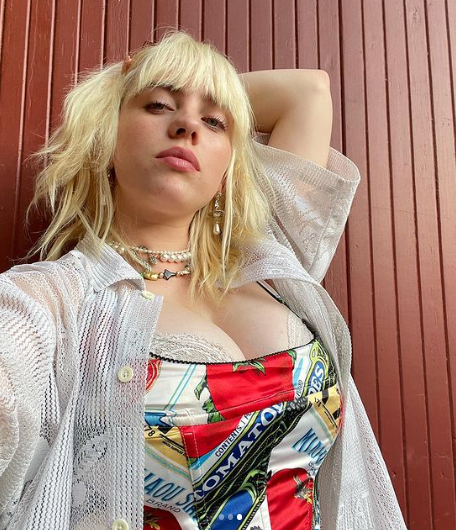 Billie Eilish e seu espartilho com estampa de tomates / Reprodução/Instagram