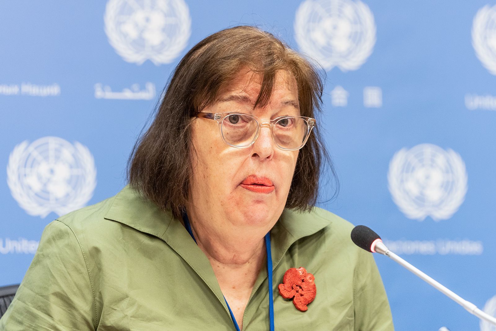 Virginia Gamba fala durante coletiva de imprensa na sede da ONU em Nova York em 11 de julho de 2022. / Lev Radin/Pacific Press/LightRocket/Getty Images/Arquivo