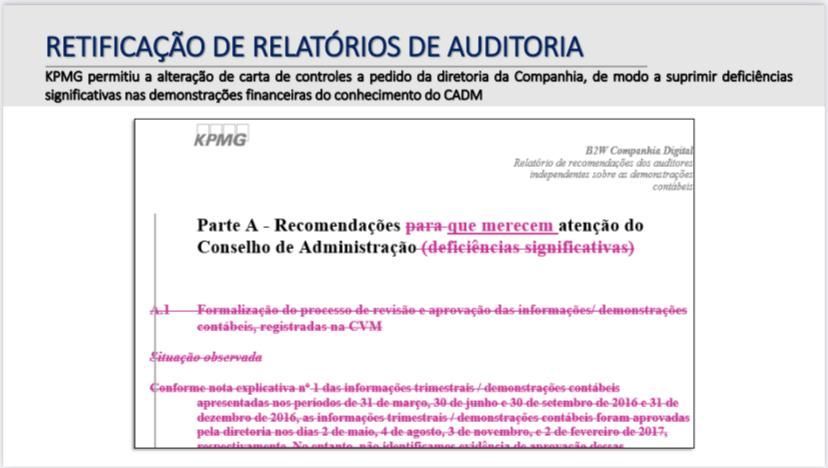 Documento da KPMG sobre a Americanas / Reprodução