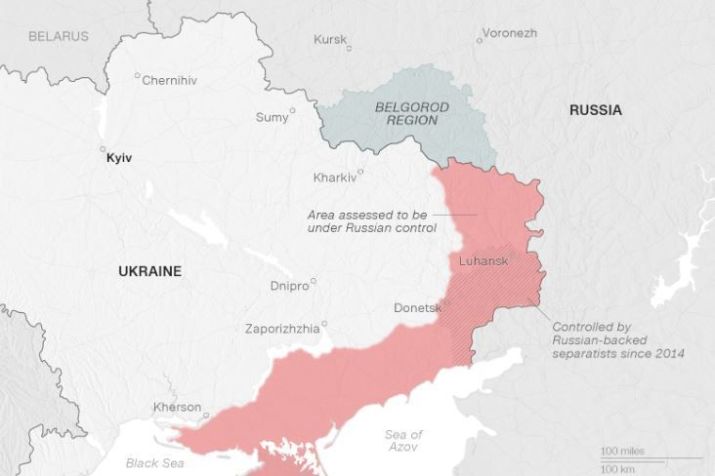 Mapa da fronteira da Ucrânia com a Rússia. / Hnerik Pettersson/CNN