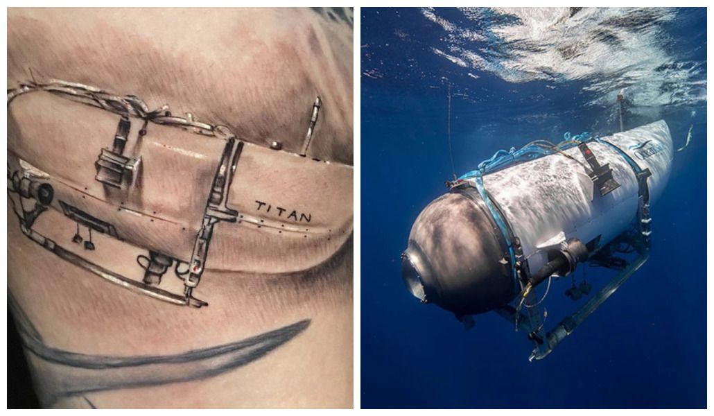 Imagem de destaque do post: Brasileiro faz tatuagem com imagem do submarino que implodiu nos EUA; veja