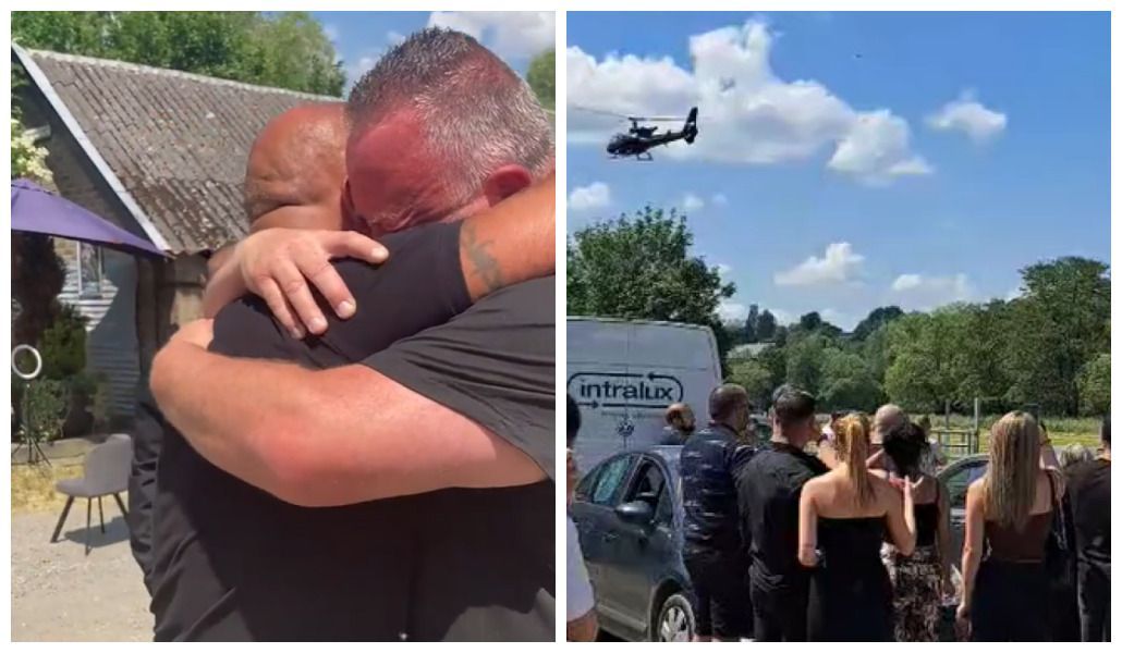 Imagem de destaque do post: Homem finge a própria morte e chega ao funeral de helicóptero; veja
