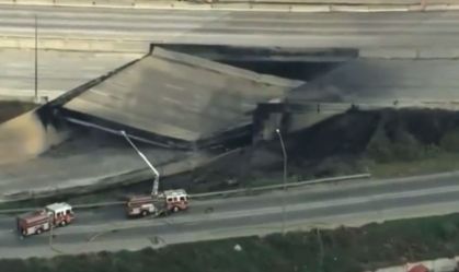 Viaduto desaba na Filadélfia depois de caminhão-tanque pegar fogo