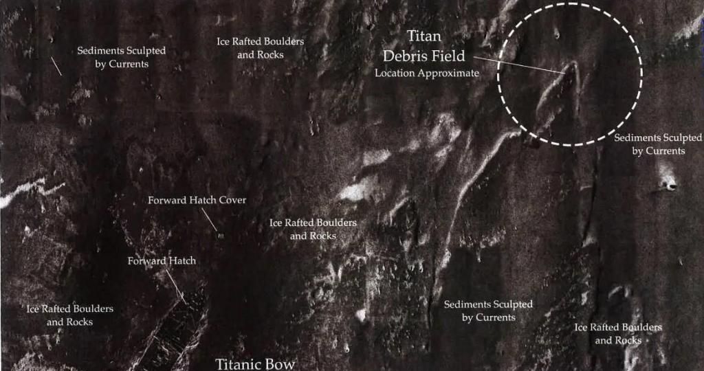 Mapa mostra distância que o submarino Titan ficou do Titanic