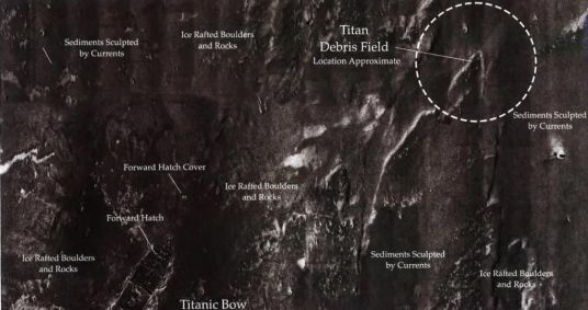 Mapa mostra distância que o submarino Titan ficou do Titanic