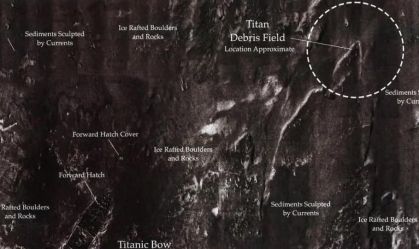 Mapa mostra distância que o submarino Titan ficou do Titanic; veja