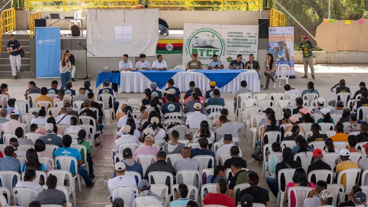 Reunião entre o governo da Colômbia e os agricultores de drogas em Cajibio / UNODC