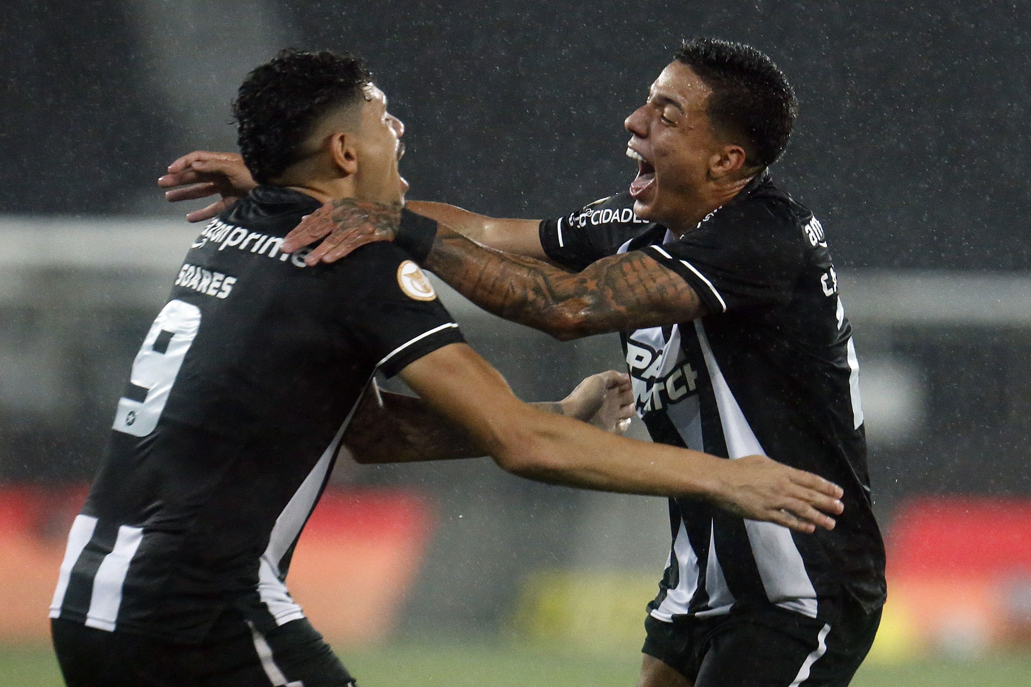Jogadores do Botafogo comemoram gol diante do Vasco no Nilton Santos