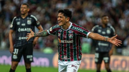 Cano comemora o gol da vitória do Fluminense sobre o Santos