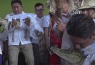 Costume inusitado: prefeito mexicano se casa com jacaré para trazer sorte
