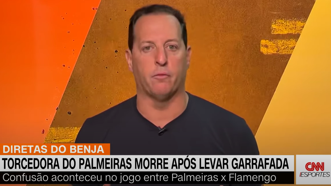 Benjamin Back, apresentador da CNN, no quadro Diretas do Benja