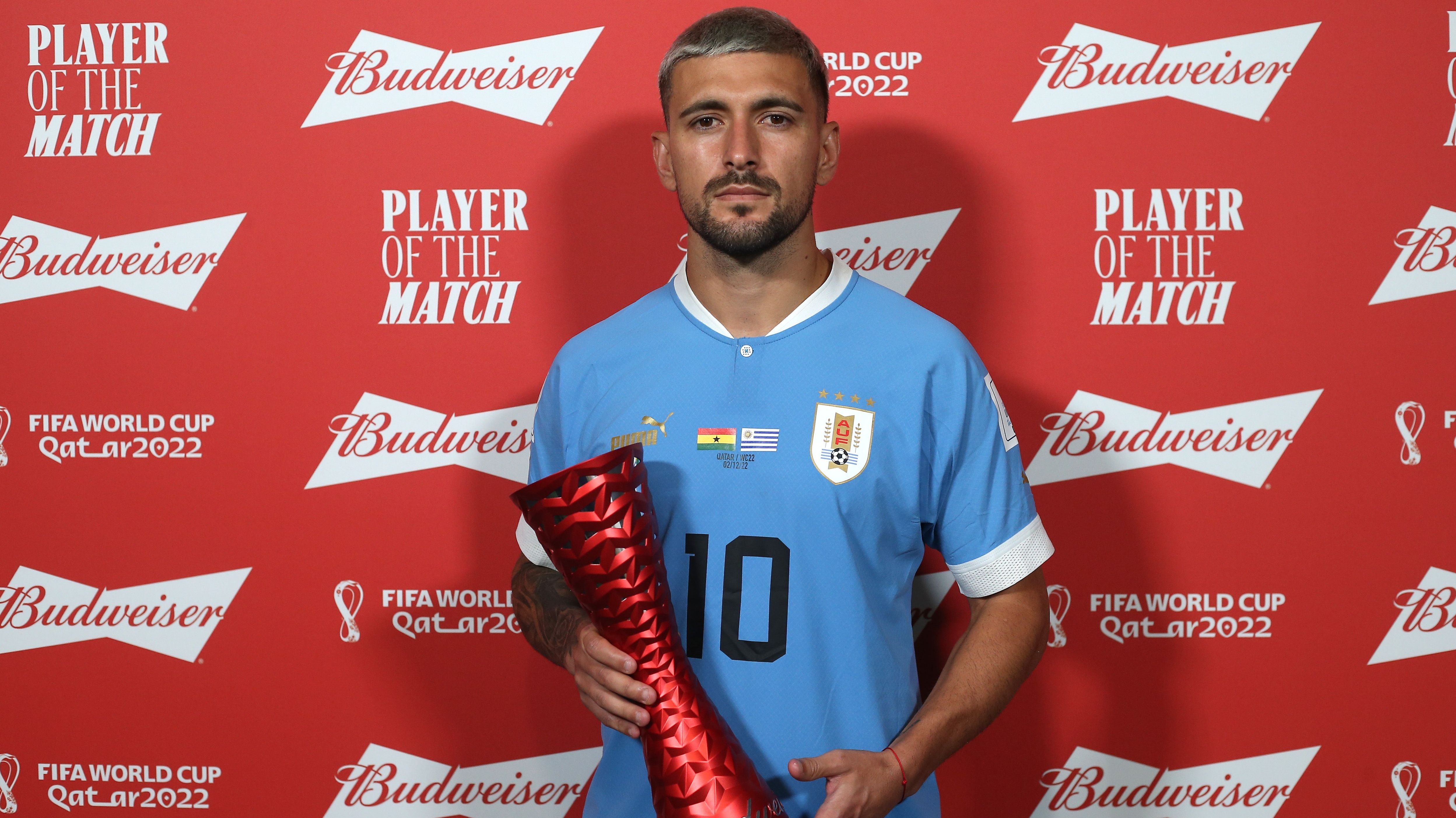 Arrascaeta foi eleito o melhor jogador da partida entre Uruguai e Gana, na Copa do Mundo de 2022