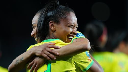 Ary Borges comemora um dos gols que marcou na estreia da Seleção Brasileira contra Panamá
