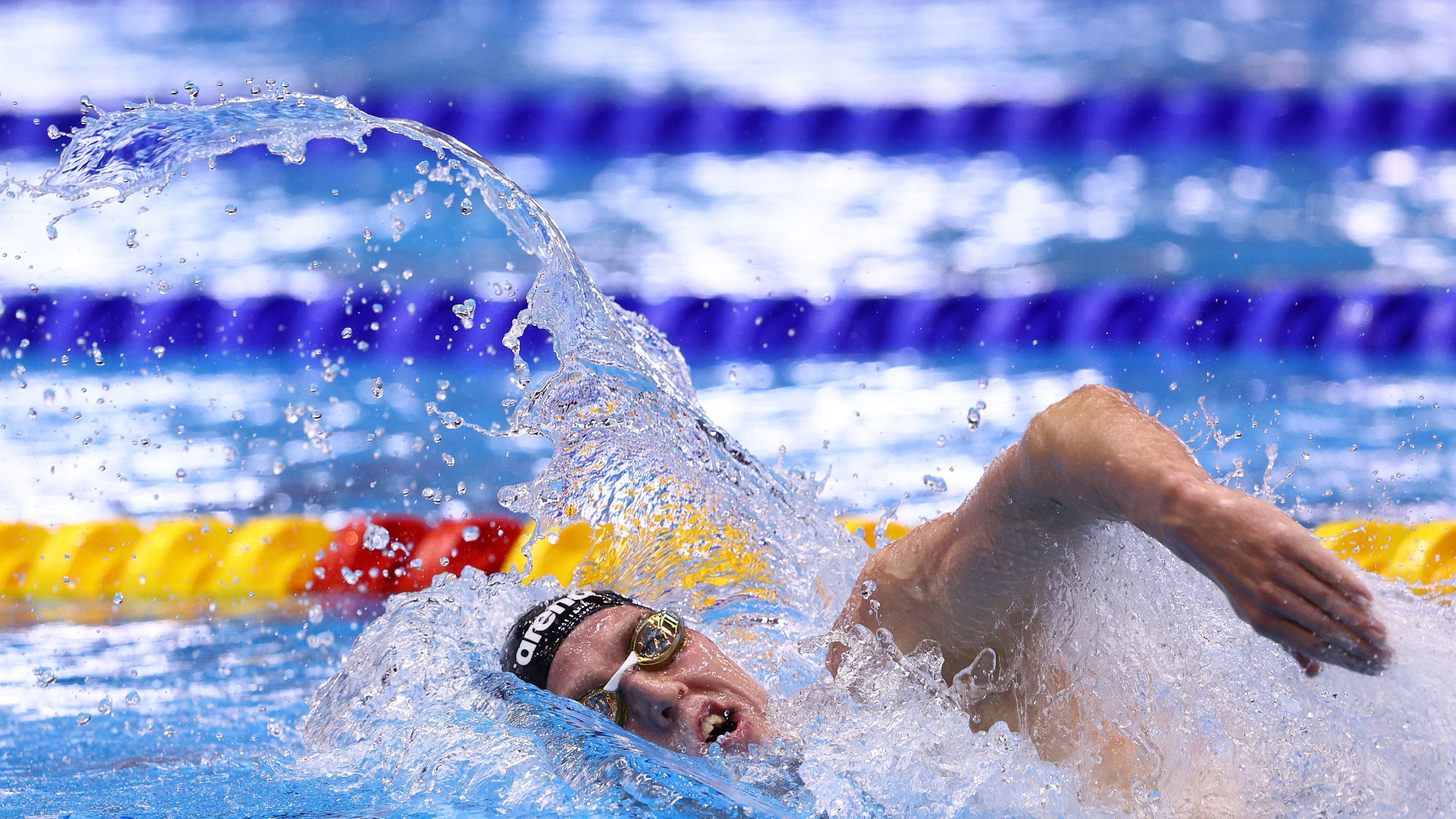 Daniel Wiffen, da Irlanda, durante o Mundial de Esportes Aquáticos
