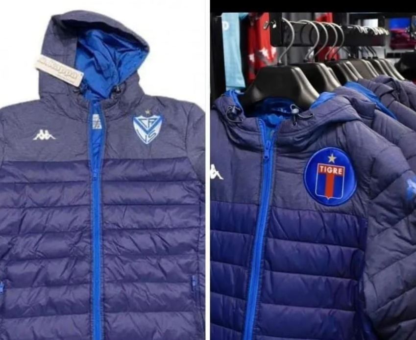 Jaquetas idênticas com os emblemas de Vélez e Tigres bordados Reprodução/Instagram