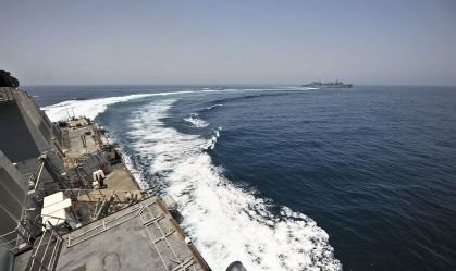 Uss Porter Performs A Flank-Speed Maneuver
