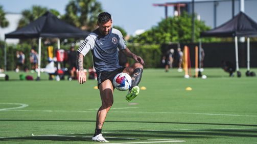 Lionel Messi durante treino do Inter Miami