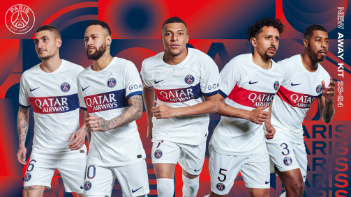 Imagem de divulgação do lançamento da segunda camisa do Paris Saint-Germain