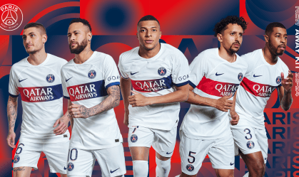 Imagem de divulgação do lançamento da segunda camisa do Paris Saint-Germain