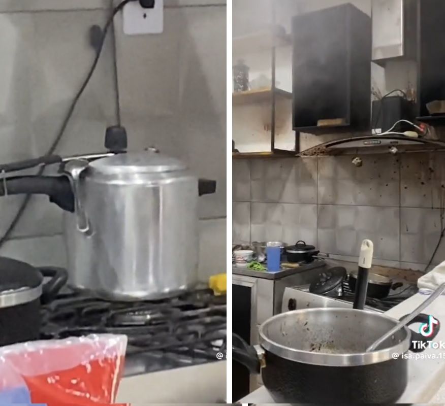 Explosão de panela de pressão viraliza nas redes sociais