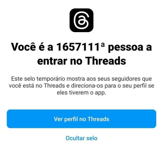 Selo no Instagram informa sobre a presença do usuário no Threads / Reprodução