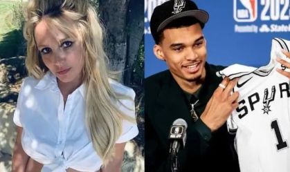 Britney Spears, cantora pop, e Victor Wembanyama, jogador de basquete