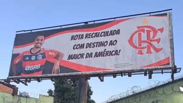 Outdoor da torcida do Flamengo celebra a contratação de Allan e cutuca Atlético-MG