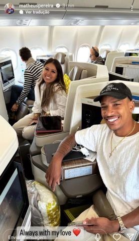 Matheus Pereira apagou postagem em avião / Foto: Redes sociais
