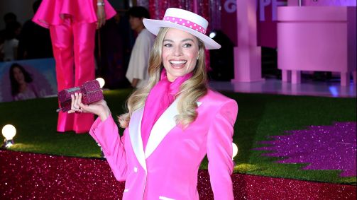 Margot Robbie durante a première de &quot;Barbie&quot; em Seoul, na Coréia do Sul