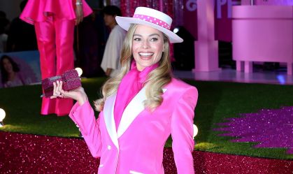 Margot Robbie durante a première de "Barbie" em Seoul, na Coréia do Sul
