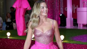 Margot Robbie durante a première de &quot;Barbie&quot; em Seoul, na Coréia do Sul