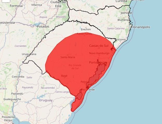 Situação de grande perigo no estado do Rio Grande do Sul devido ao ciclone / Reprodução/Inmet