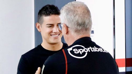 James Rodríguez com o técnico Dorval Jr.