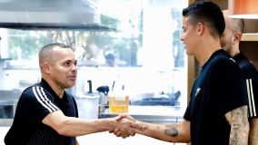 James Rodríguez em seu primeiro dia no CT do São Paulo