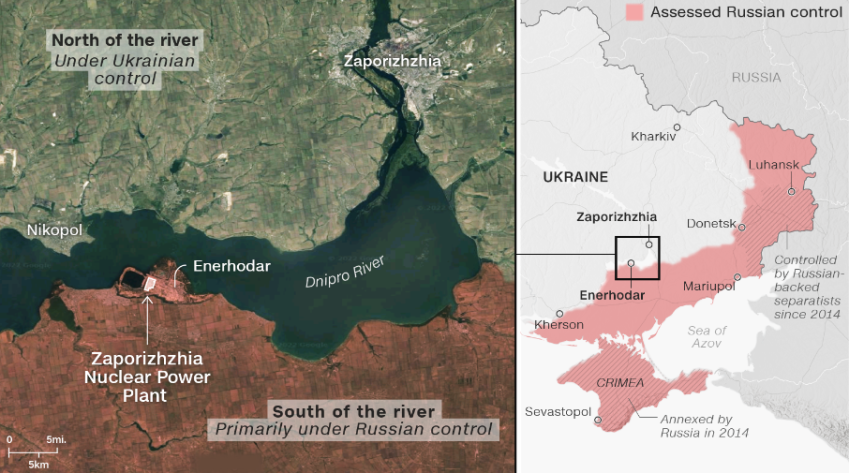Mapa do Instituto para o Estudo da Guerra com o Projeto de Ameaças Críticas da AEI, Agência Internacional de Energia Atômica, Google Maps. / Gráfico: Lou Robinson e Henrik Pettersson/CNN