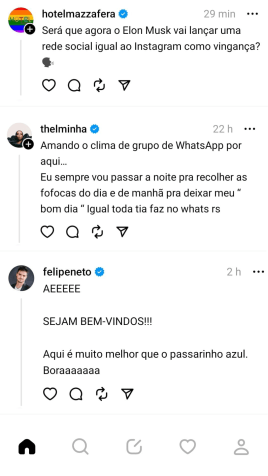 Os famosos estão interagindo com seus seguidores no Threads / Reprodução / Threads / Reprodução / Threads
