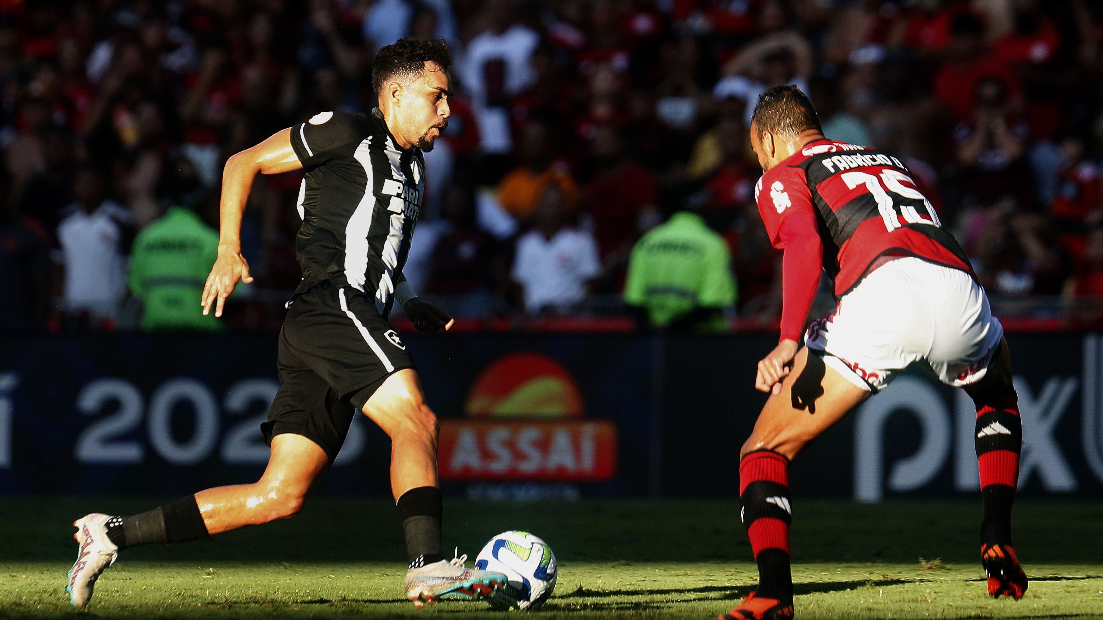 Botafogo e Flamengo em partida do primeiro turno do Brasileirão
