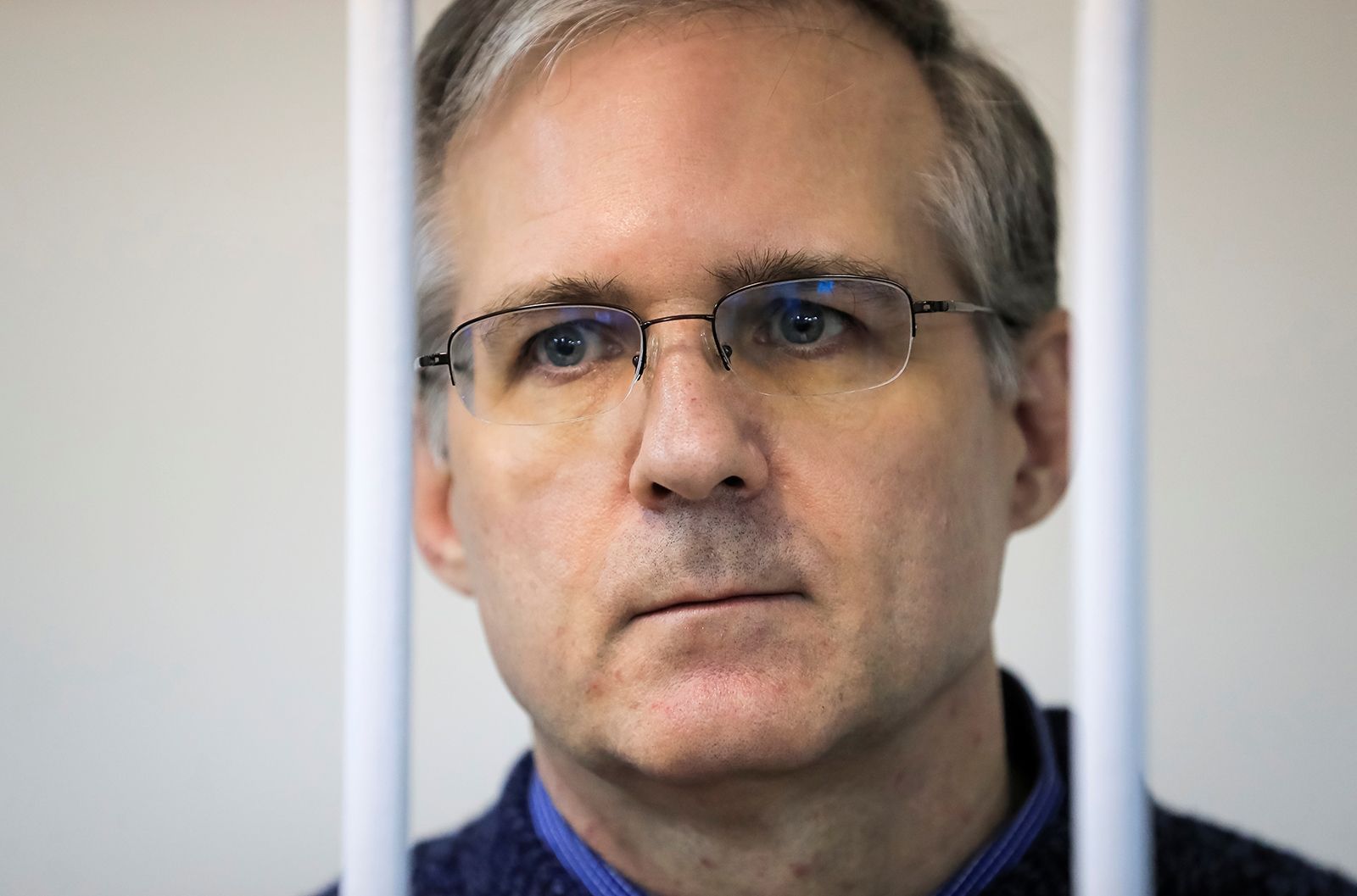 Former U.S. Marine Paul Whelan, who was detained and accused of espionage, attends a court hearing in Moscow