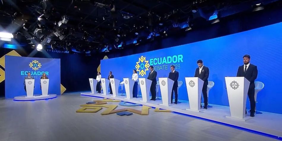 Debate presidencial no Equador no último dia 13 / Reprodução/YouTube Ecuador TV