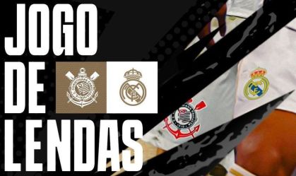 Imagem de divulgação do amistoso com o escudo do Corinthians errado