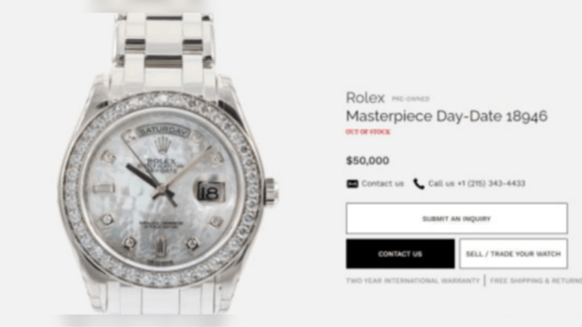 Rolex de ouro branco citado como parte do segundo conjunto de joias / Reprodução/Polícia Federal