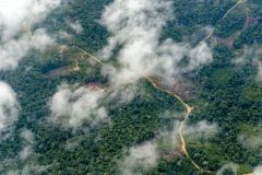 Imagens tiradas de um hidroavião mostram nuvens passando pela floresta amazônica, em Manaus, em janeiro de 2023.