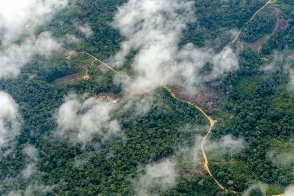 Imagens tiradas de um hidroavião mostram nuvens passando pela floresta amazônica, em Manaus, em janeiro de 2023.