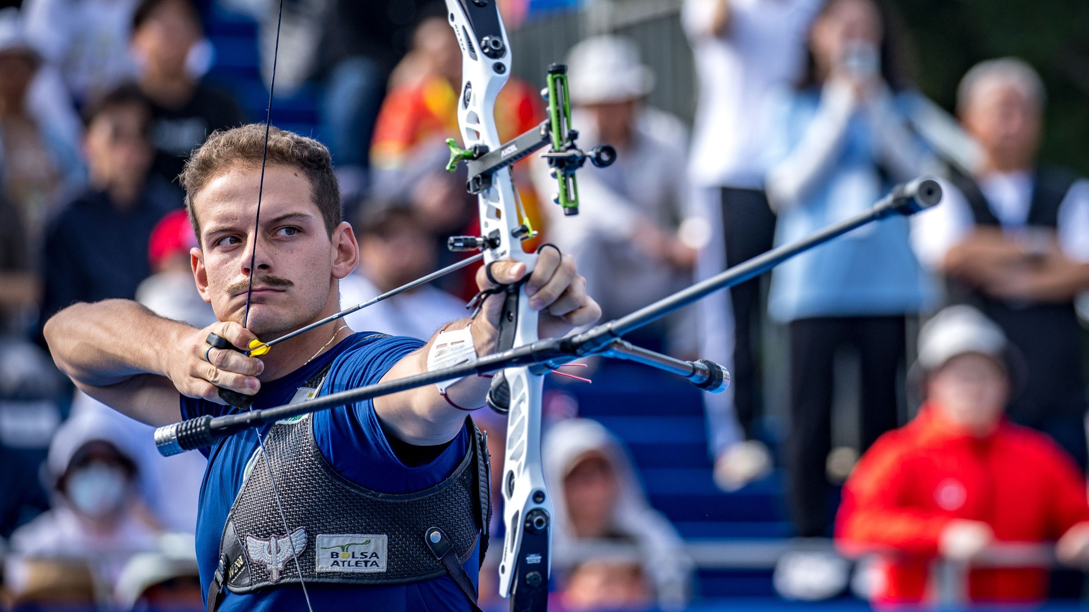 Marcus D'Almeida durante a disputa do Mundial de Tiro com Arco em Berlim, na Alemanha