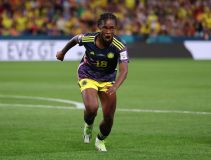Linda Caicedo comemora gol da vitória da Colômbia sobre a Alemanha, em Sidney, Austrália