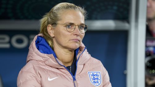 Sarina Wiegman, técnica da Inglaterra, na semifinal da Copa do Mundo contra a Austrália