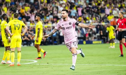 Lionel Messi comemora seu gol contra o Nashville, pela Leagues Cup