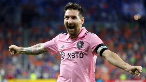 Messi comemora gol do Inter Miami sobre o Cincinnati