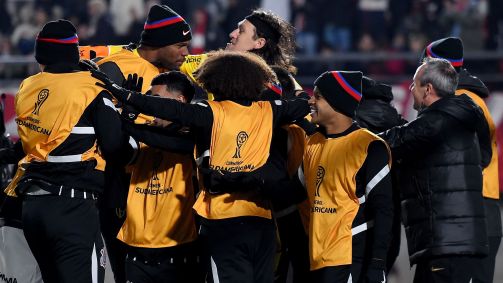 Jogadores do Corinthians comemoram a classificação para a semifinal da Sul-Americana