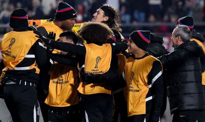 Jogadores do Corinthians comemoram a classificação para a semifinal da Sul-Americana